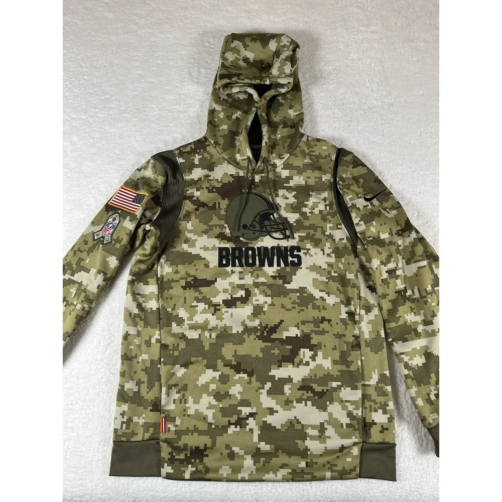 Nike Dri Fit Cleveland Browns Salute to Service Digital Camo Hoodie Men's Sz Med